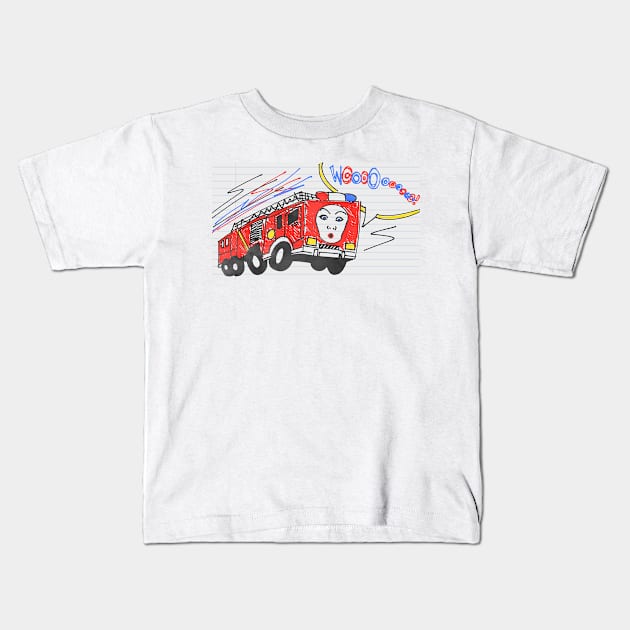 Fire Truck Maggie Kids T-Shirt by The Small Beans Store